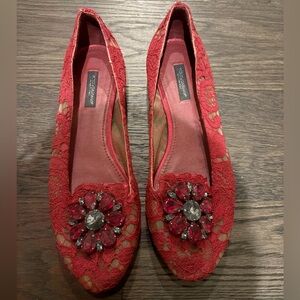 Dolce and Gabbana Red Flats, Size 38, They are used